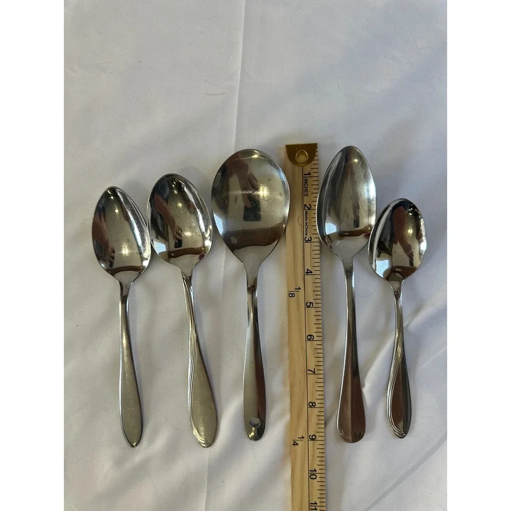 Vintage Stainless Steel‎ Spoons Lot of 5 Wallace Oneida USA Silverware